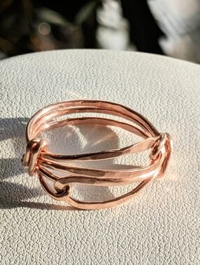 Double Loop Copper Ring Artisan Crafted Precious Metal Jewelry